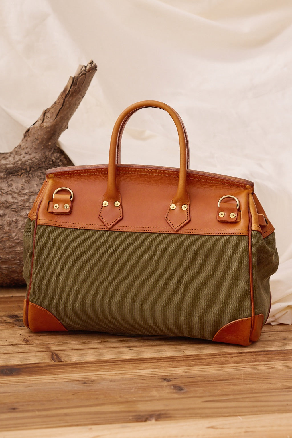 Vintage Handmade Canvas & Leather Travel Bag