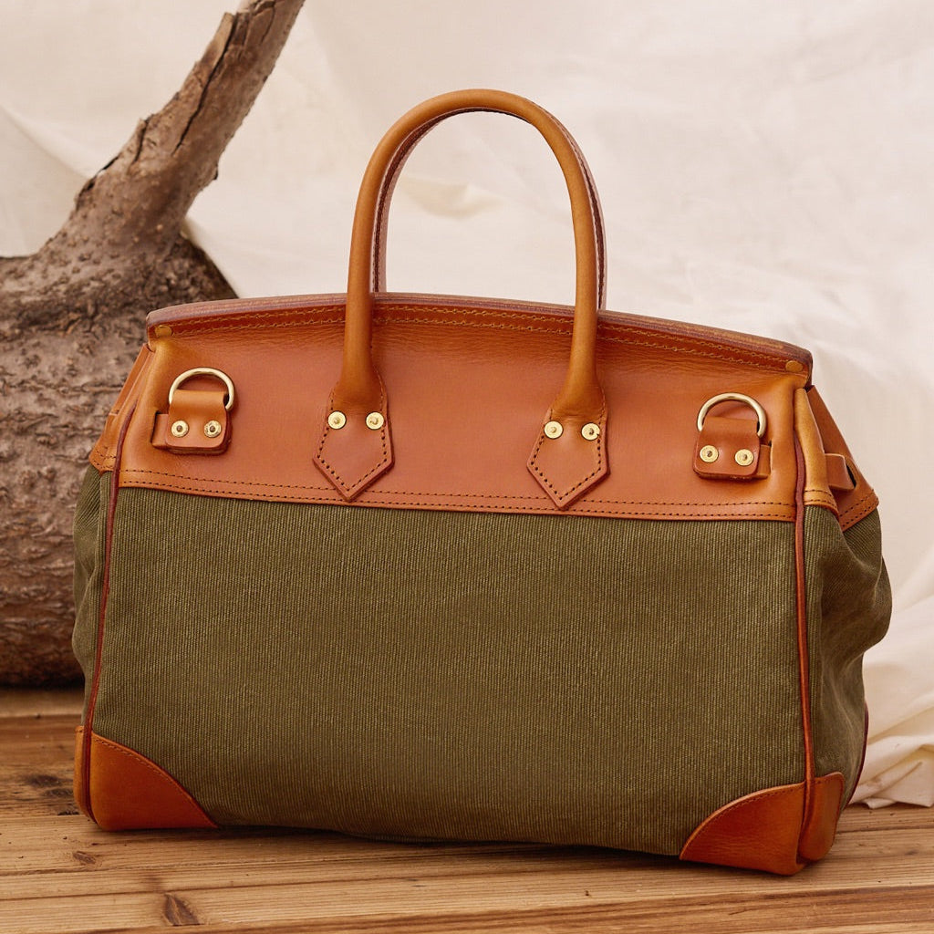 Vintage Handmade Canvas & Leather Travel Bag