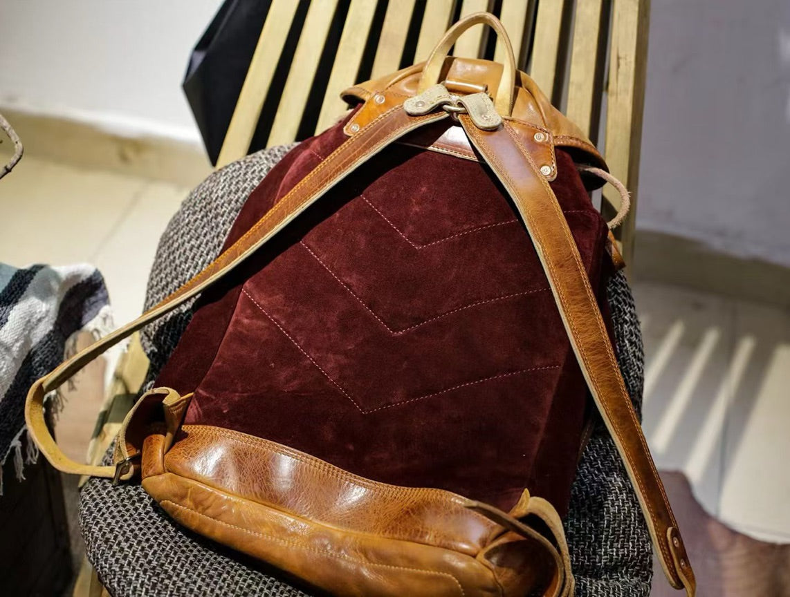 Saddle Suede Leather Backpack