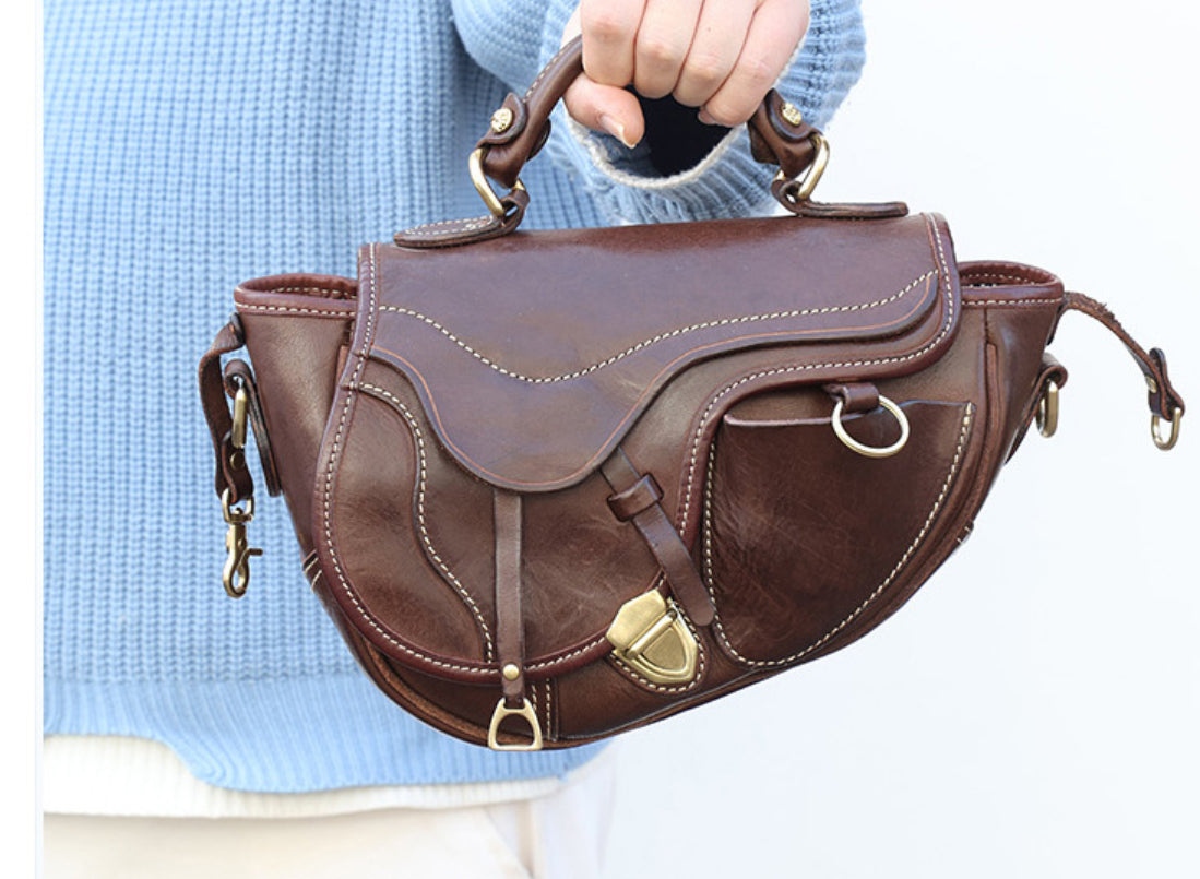 Handmade Cowhide Leather Saddle Bag