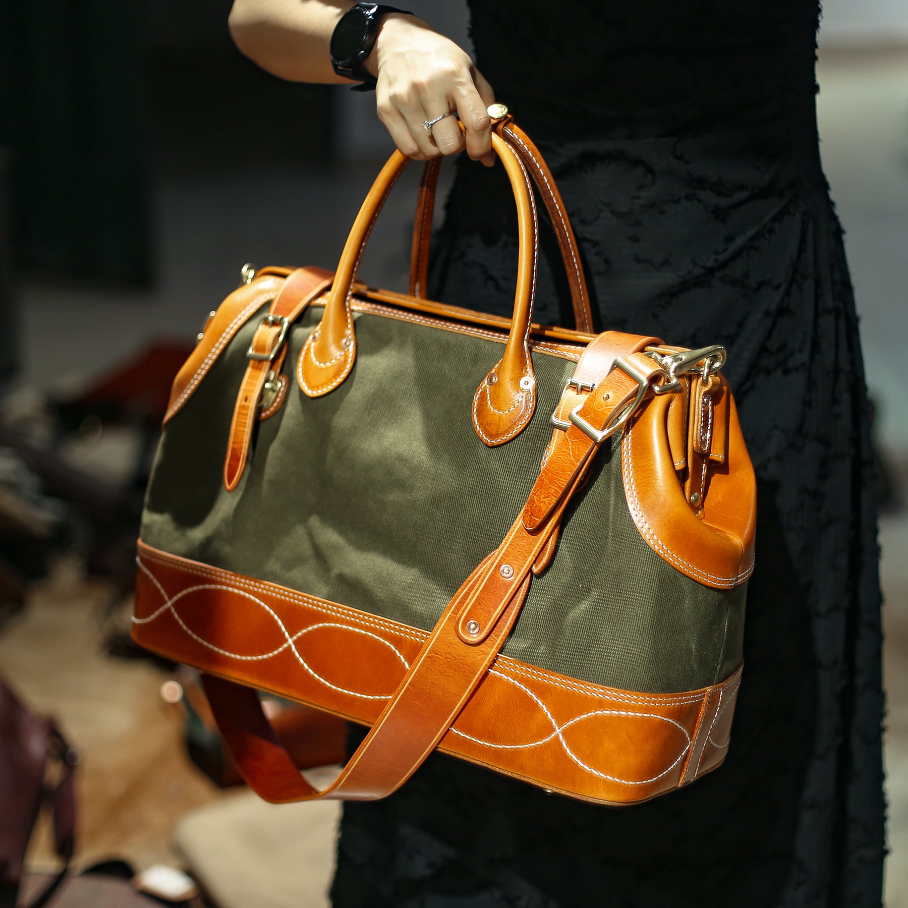 Vintage Canvas & Leather Travel Bag
