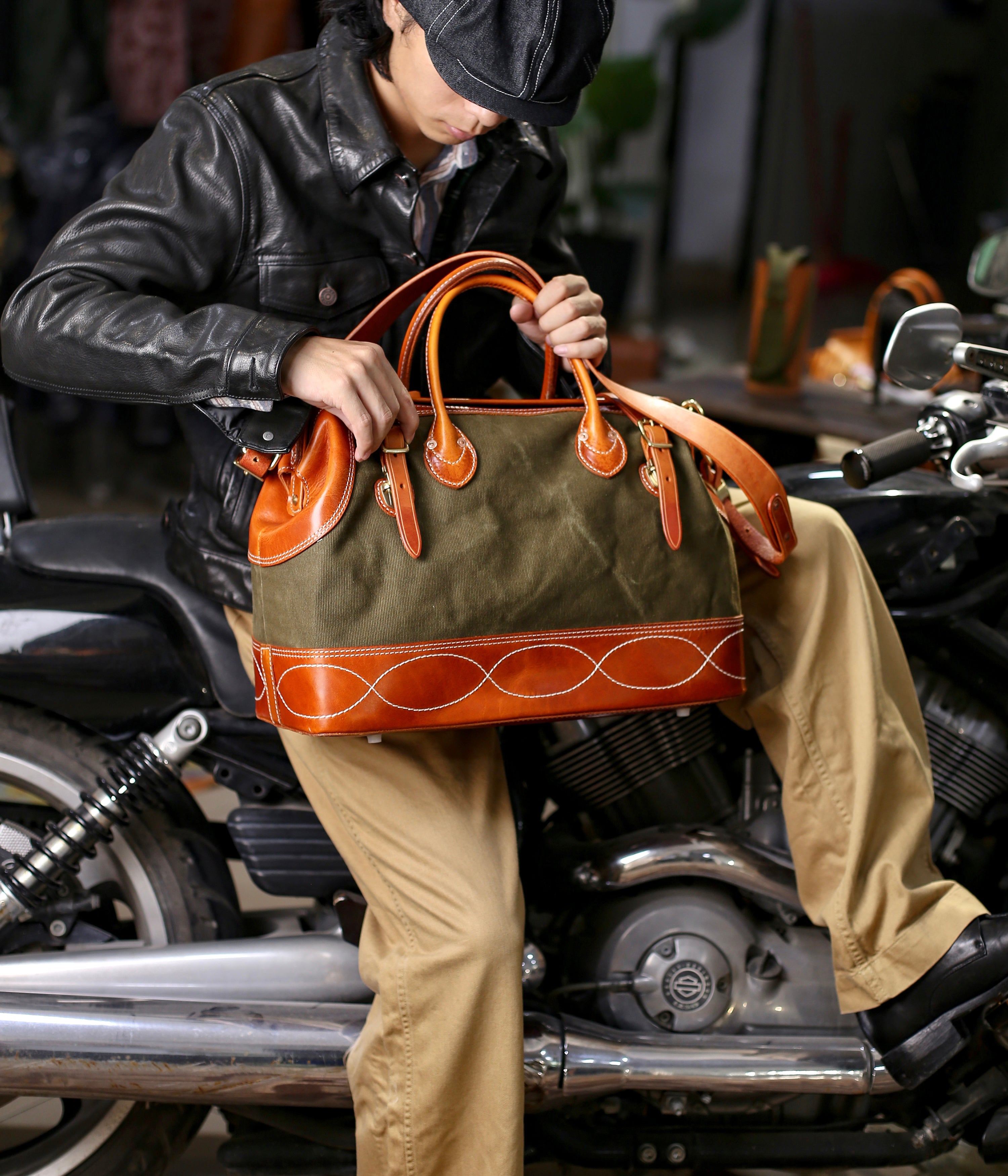 Vintage Canvas & Leather Travel Bag