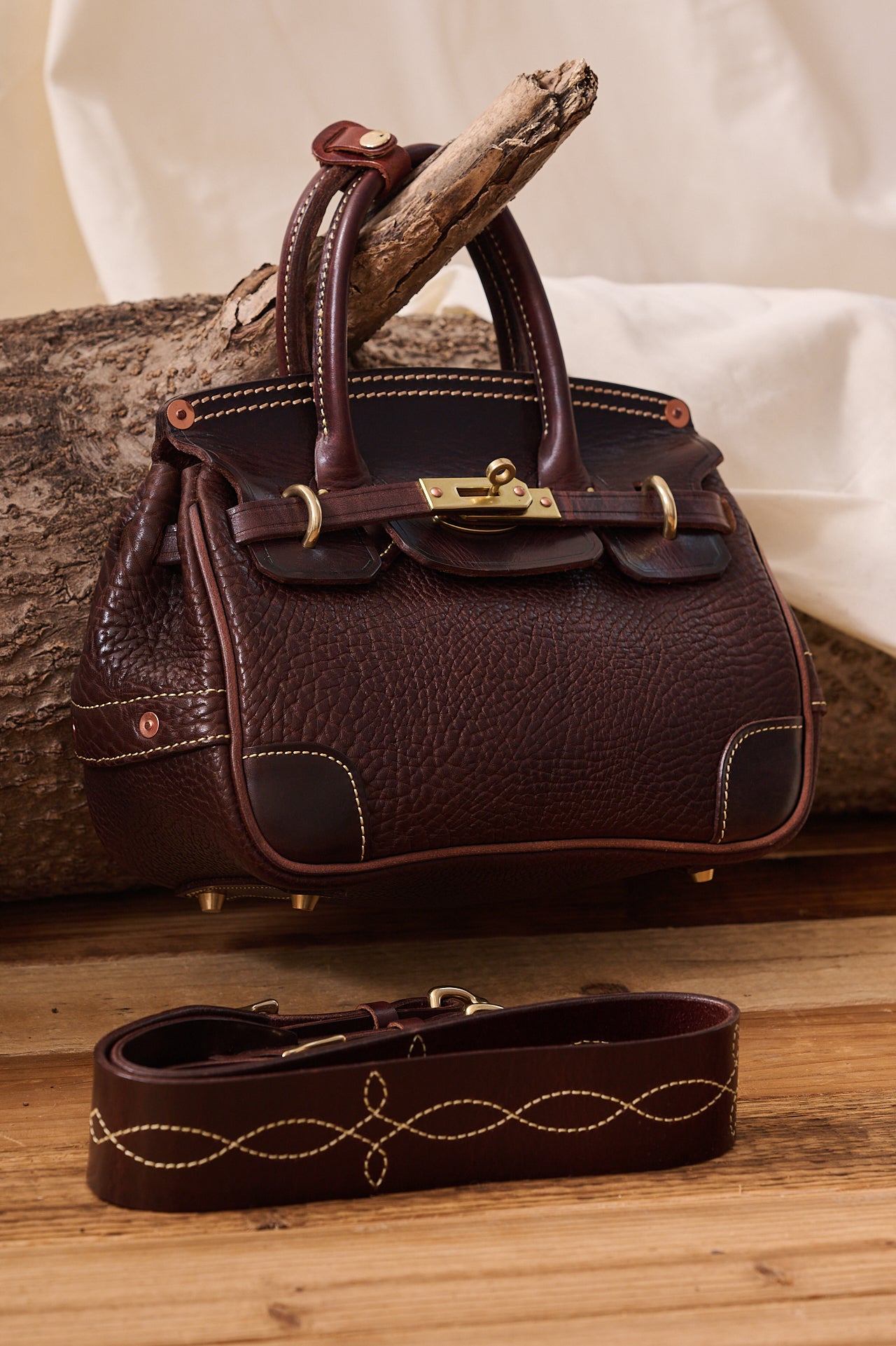 Mini rustic leather bag