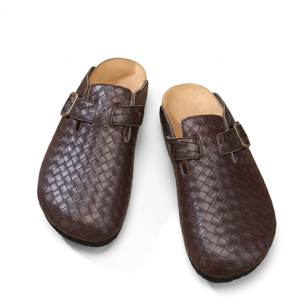 Woven Genuine Leather Mules by Cortfashion