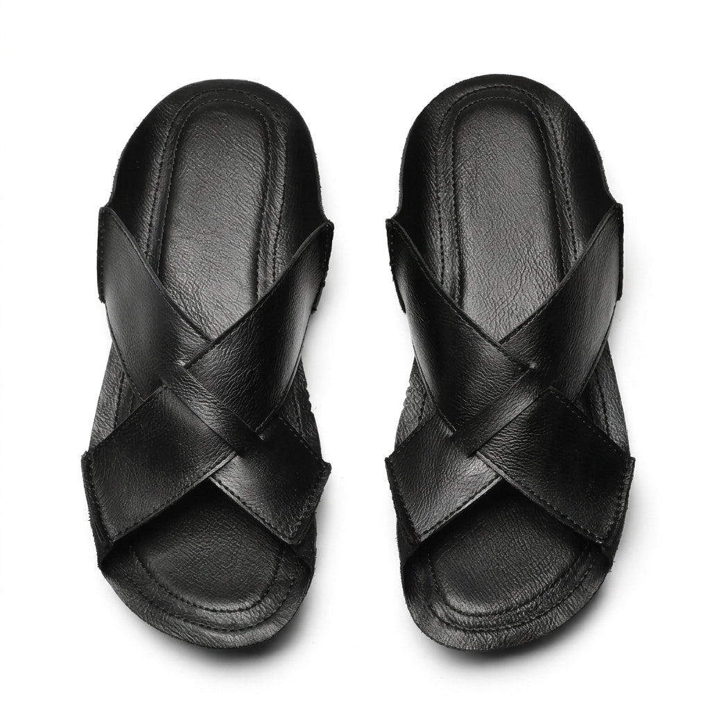 Cross Strap Genuine Leather Sandals by Cortfashion