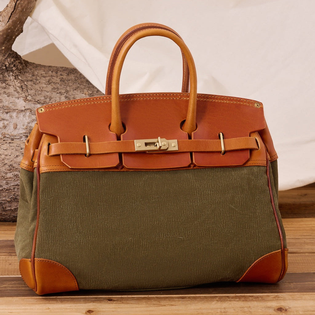 Vintage Handmade Canvas & Leather Travel Bag
