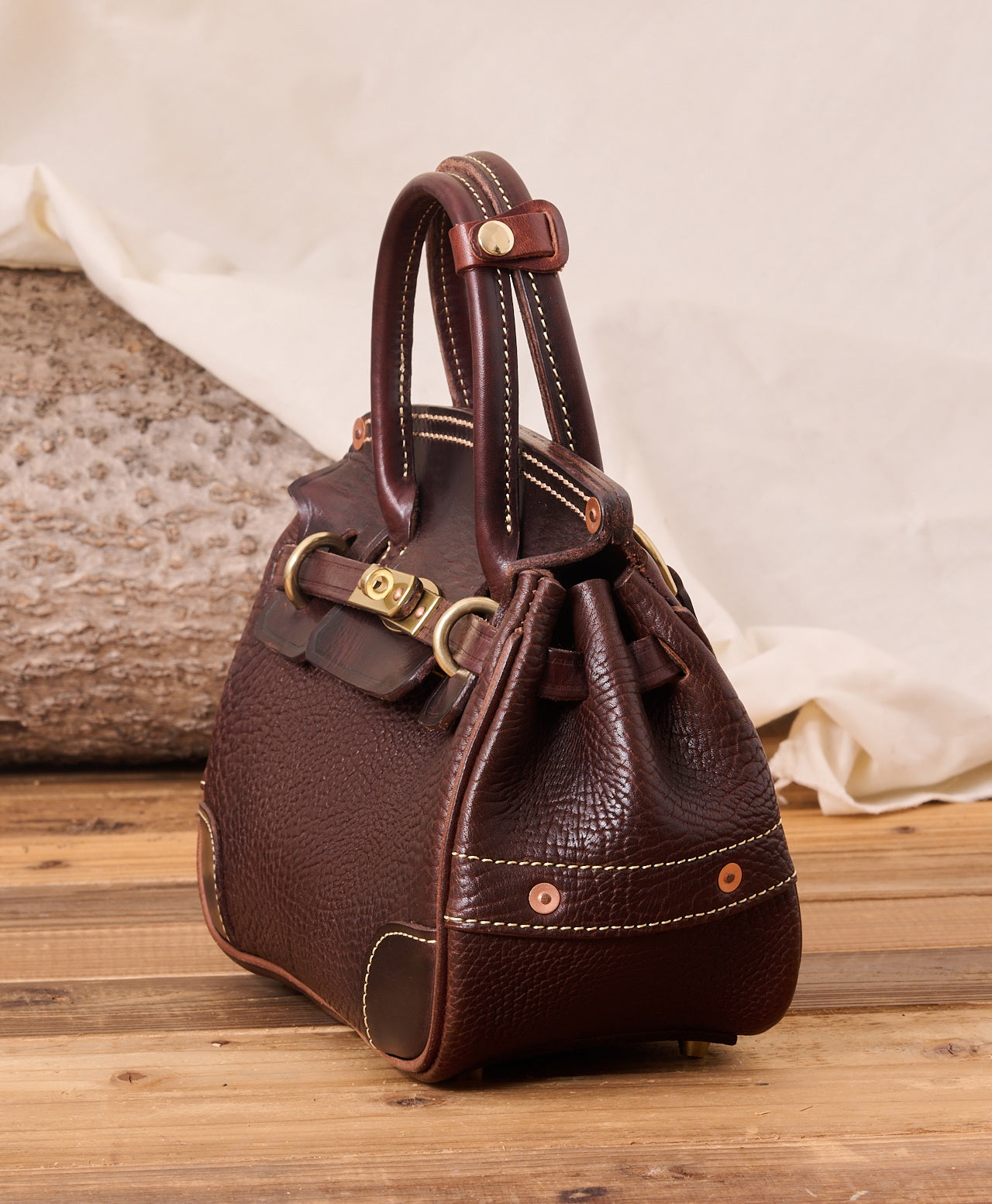 Mini rustic leather bag