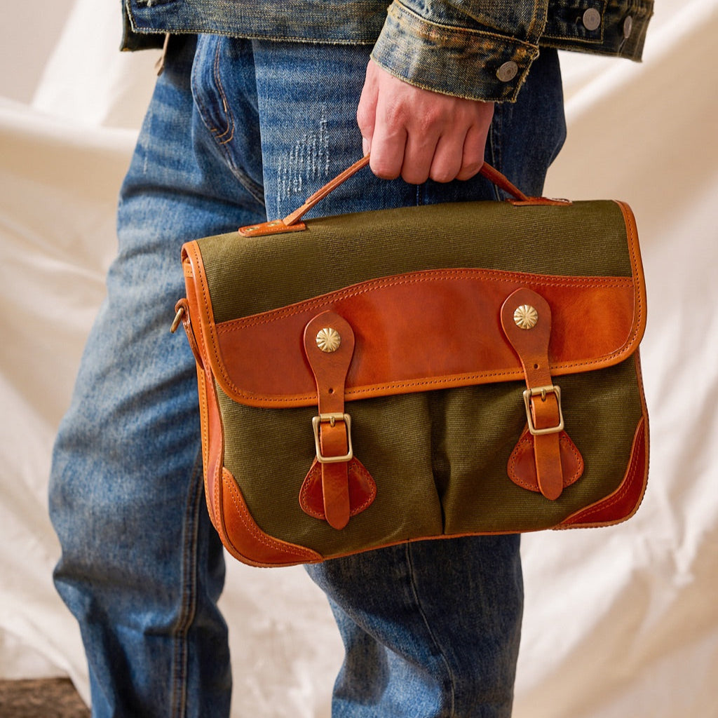 Men’s Canvas and Leather Satchel Bag