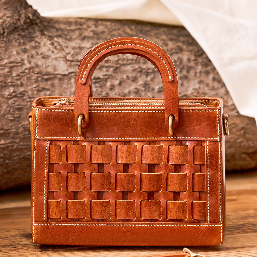 Handcrafted Woven Cowhide Leather Bag