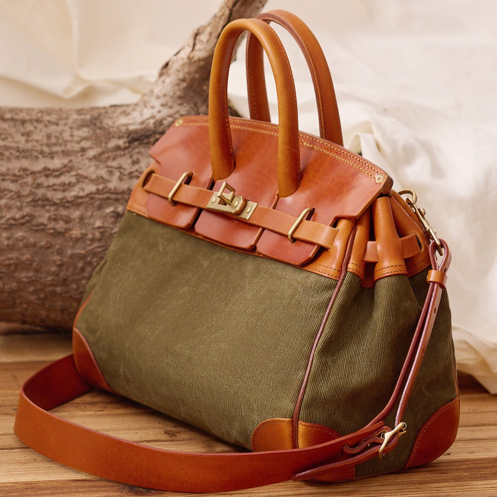 Vintage Handmade Canvas & Leather Travel Bag