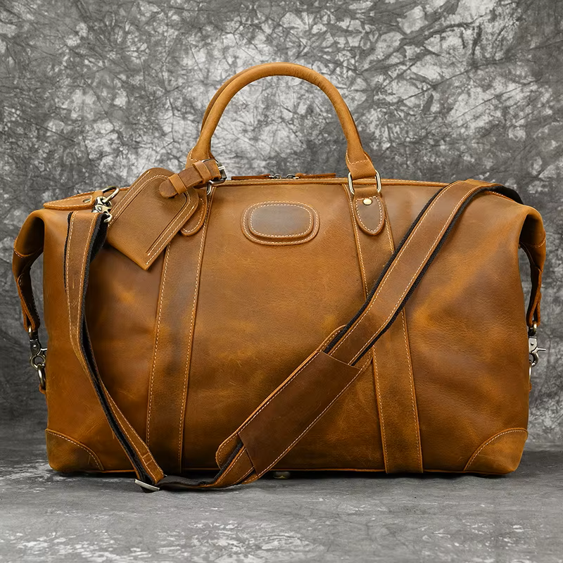 Vintage Cowhide Leather Travel Duffle