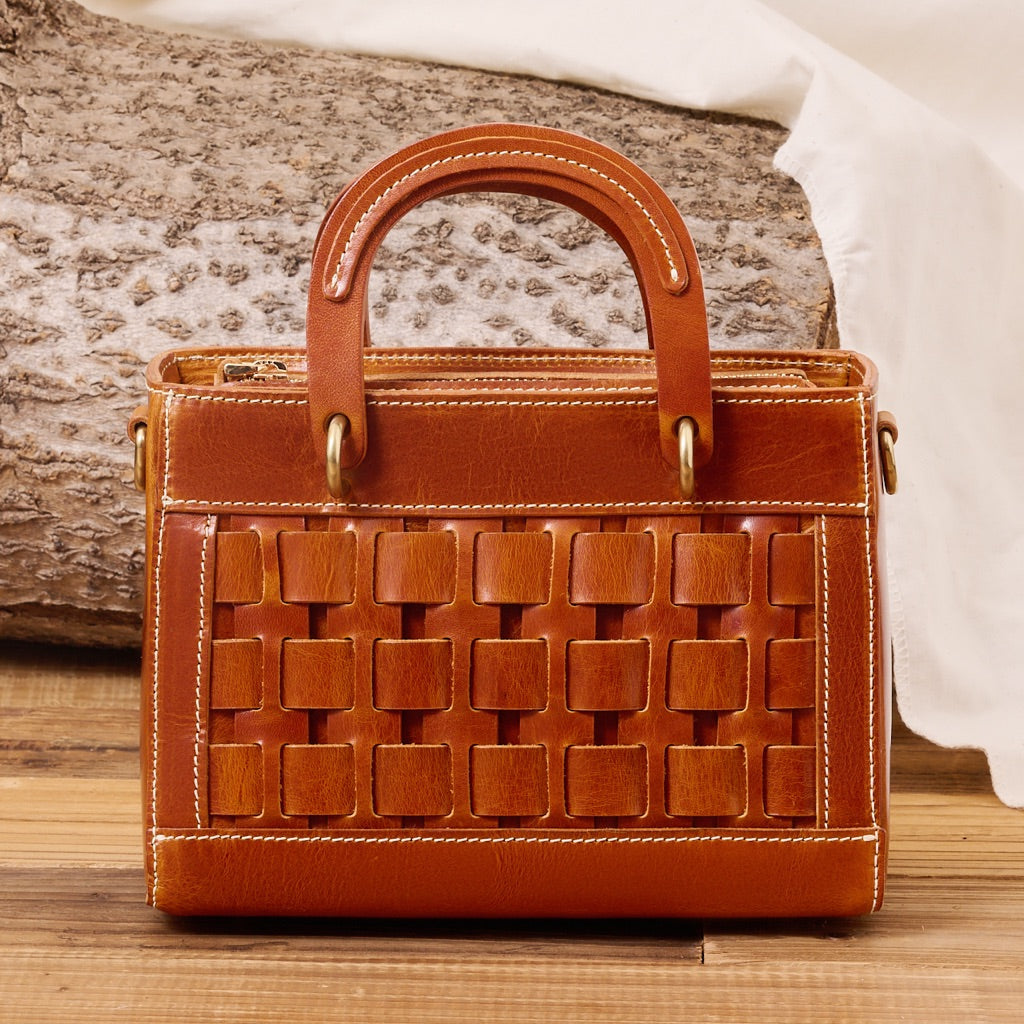 Handcrafted Woven Cowhide Leather Bag
