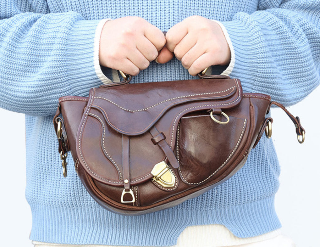 Handmade Cowhide Leather Saddle Bag