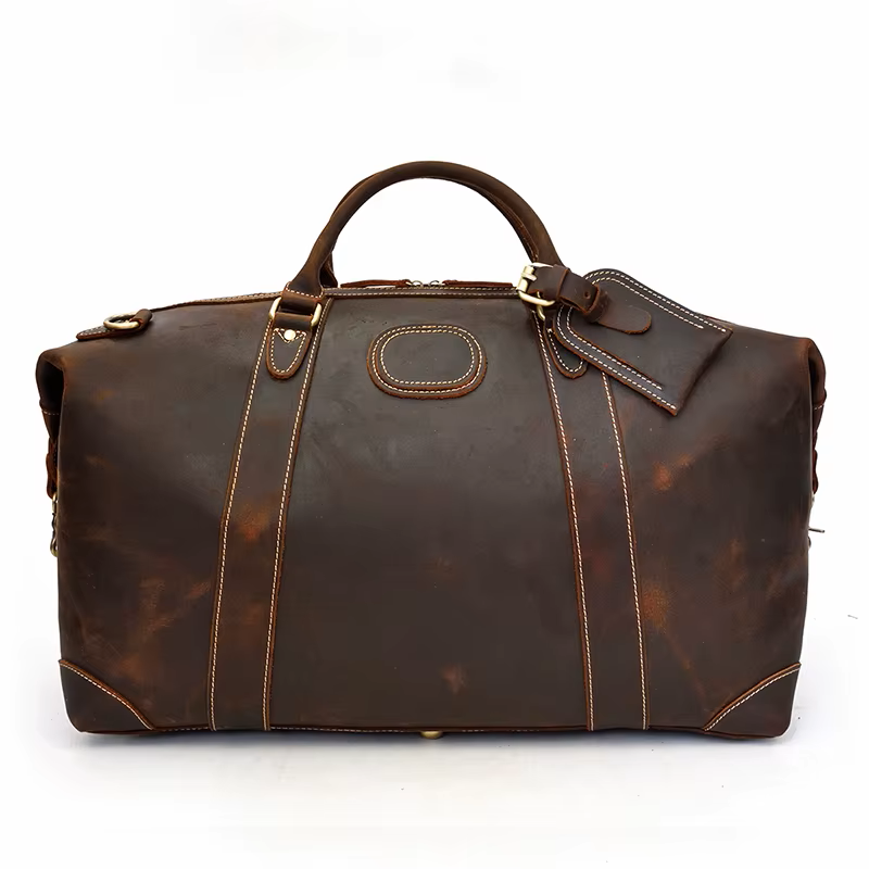 Vintage Cowhide Leather Travel Duffle