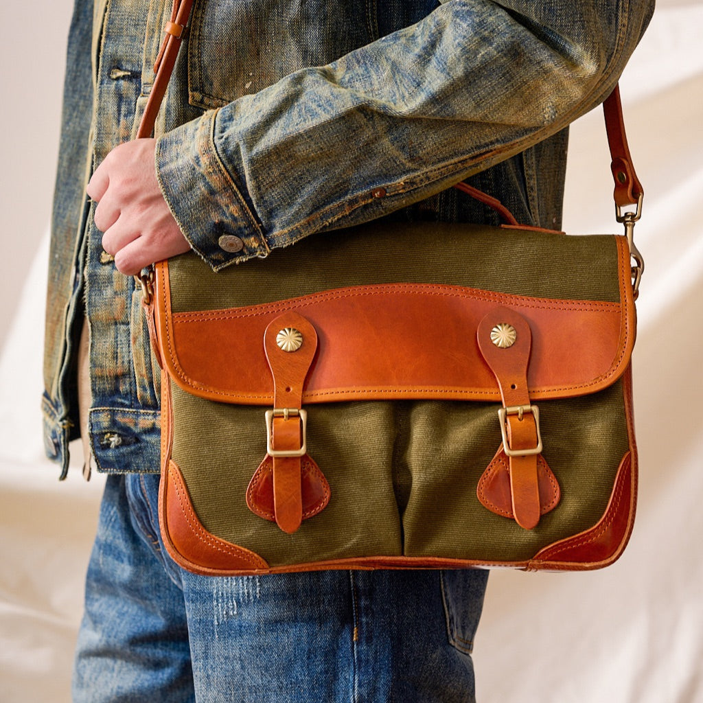 Men’s Canvas and Leather Satchel Bag