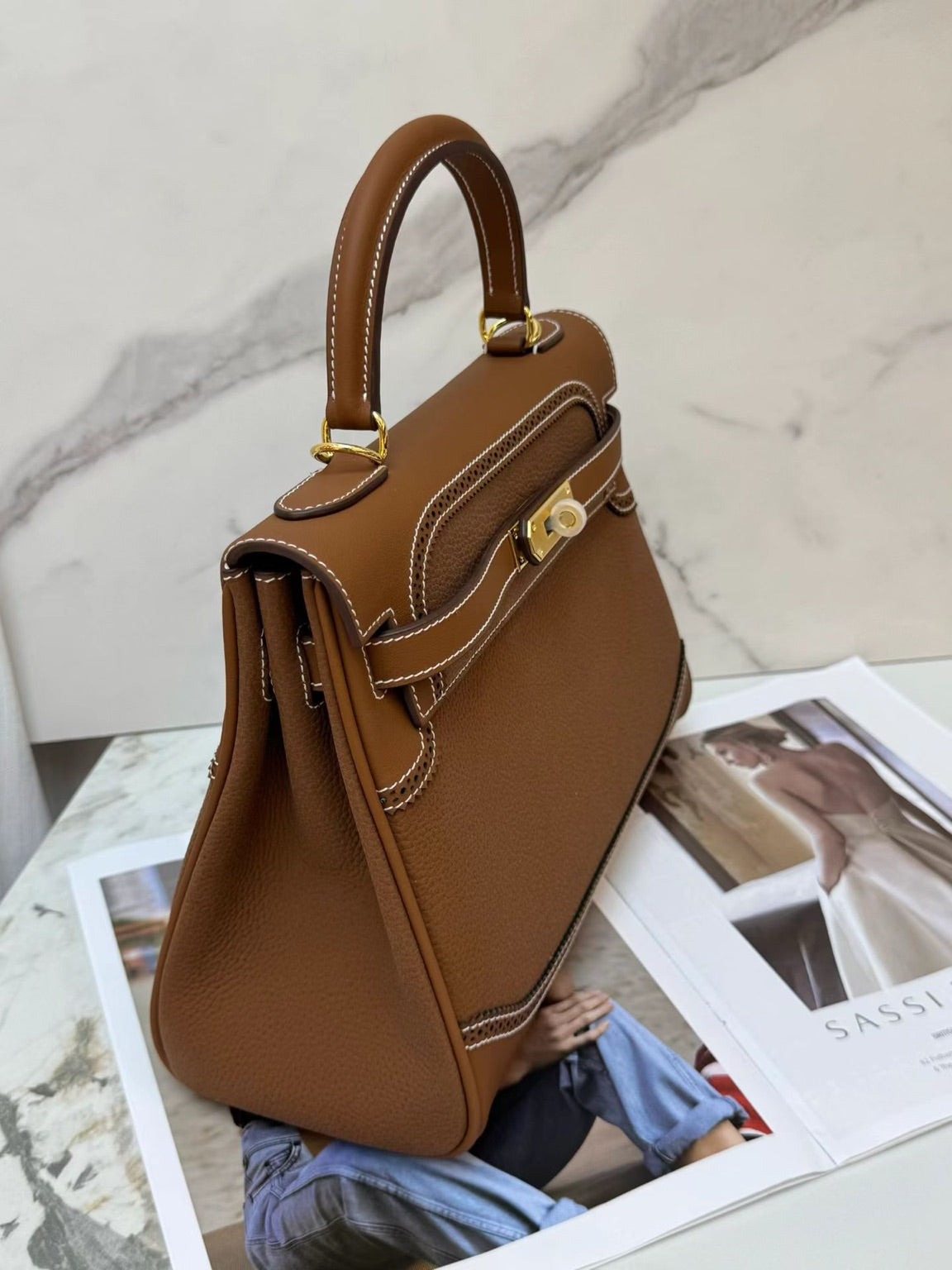 Classic Cowhide Leather Handbag