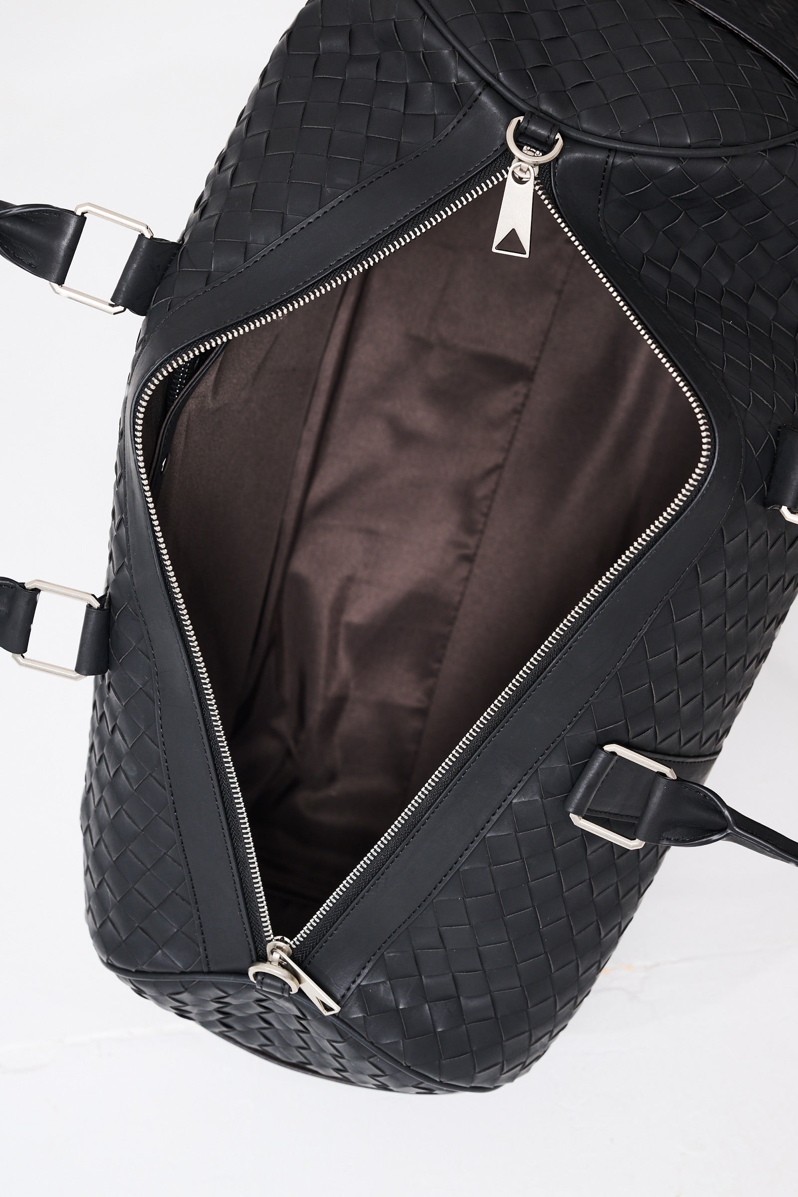 Woven Leather Duffle Bag β Jet Black