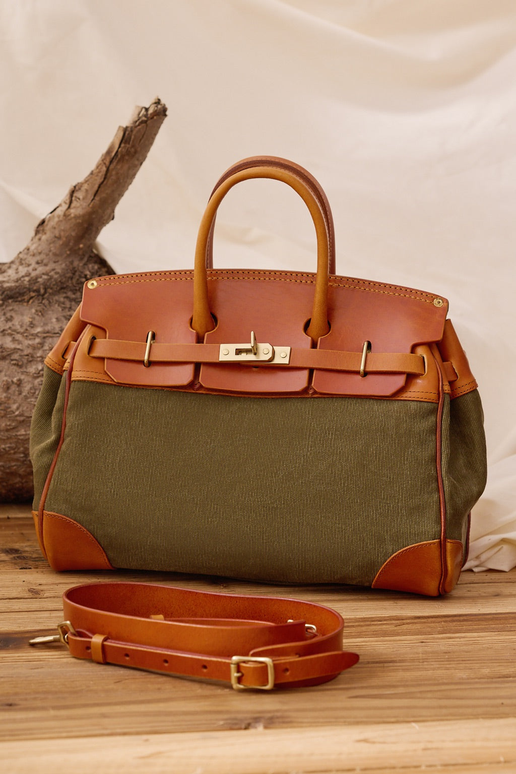 Vintage Handmade Canvas & Leather Travel Bag