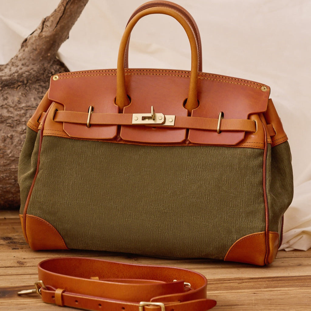 Vintage Handmade Canvas & Leather Travel Bag