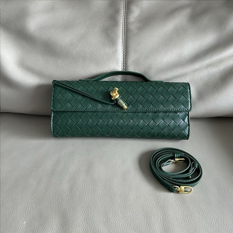 Woven Cowhide Leather Clutch Bag