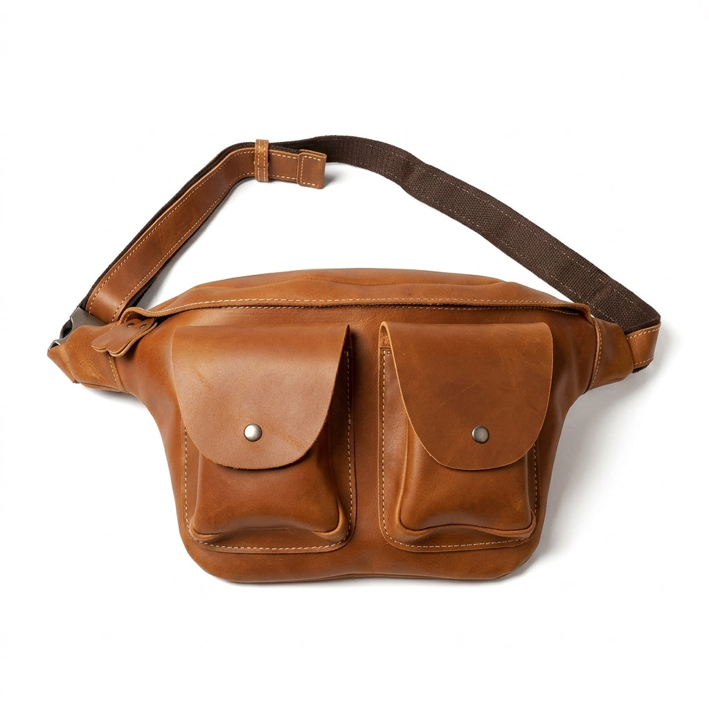 Cowhide leather crossbody chest sling bag by Cortfashion