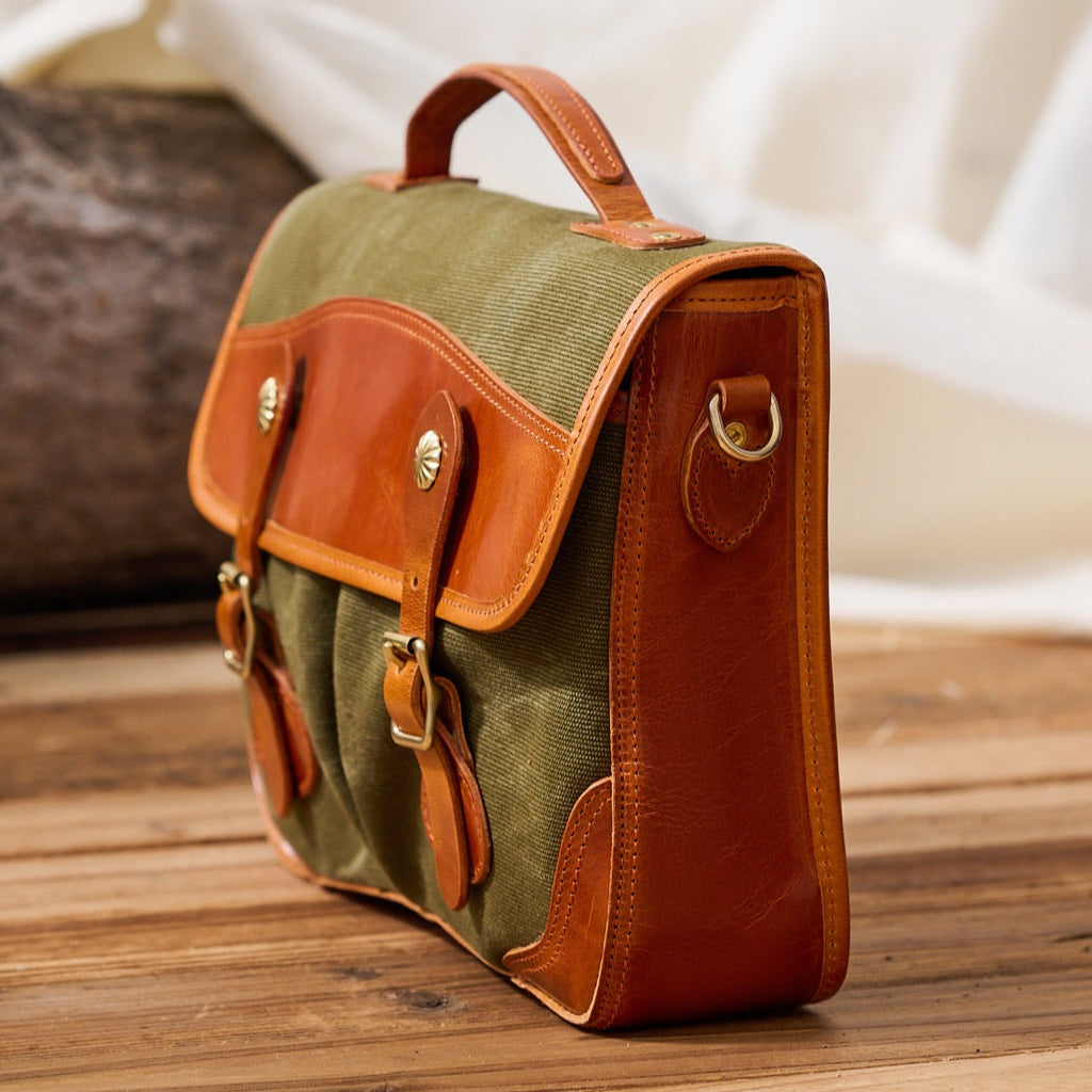 Men’s Canvas and Leather Satchel Bag