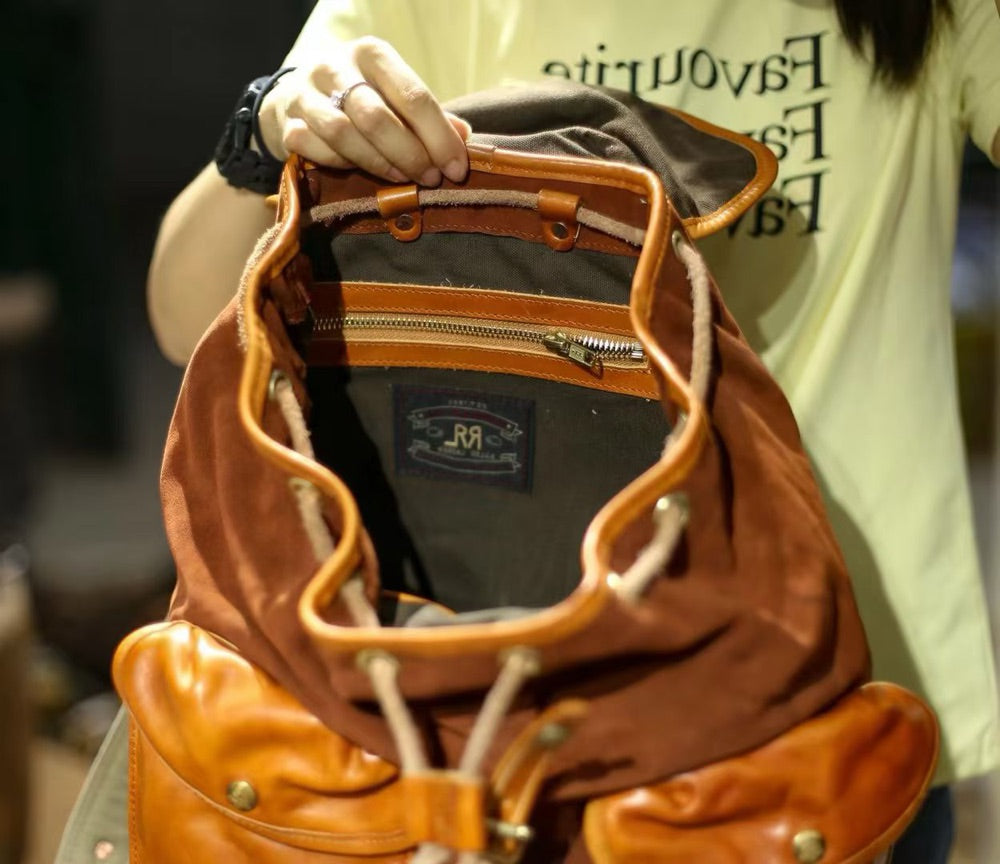 Saddle Suede Leather Backpack