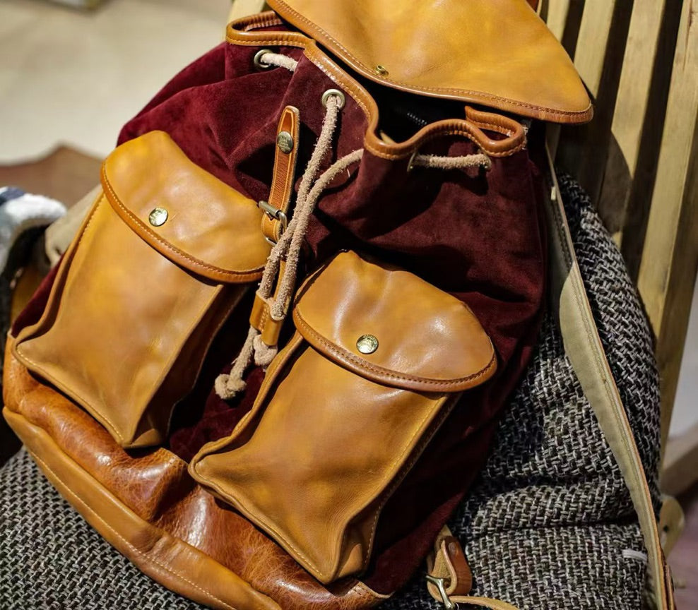 Saddle Suede Leather Backpack