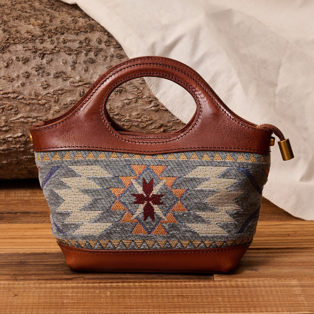 Rugged Leather Wool Mini Tote