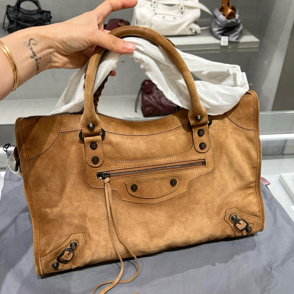 Cowhide Leather Moto Panel Travel Bag