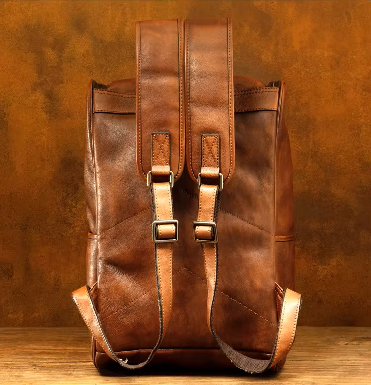 Rustic Voyager Full-Grain Leather Travel Backpack