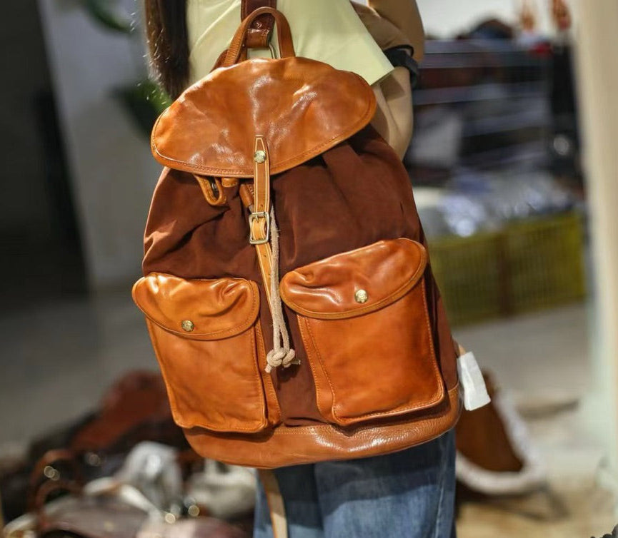Saddle Suede Leather Backpack