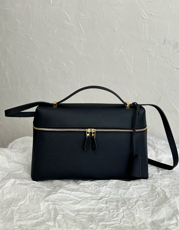 Structured Leather Top-Handle Crossbody Bag