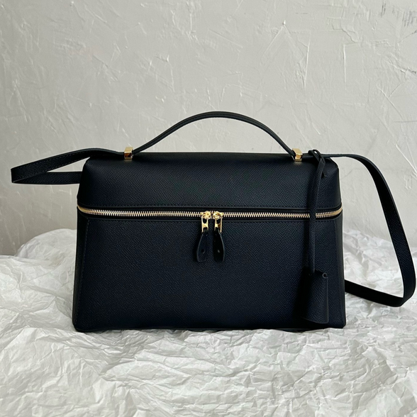 Structured Leather Top-Handle Crossbody Bag