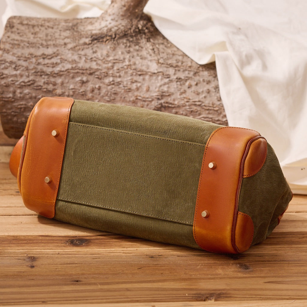 Vintage Handmade Canvas & Leather Travel Bag