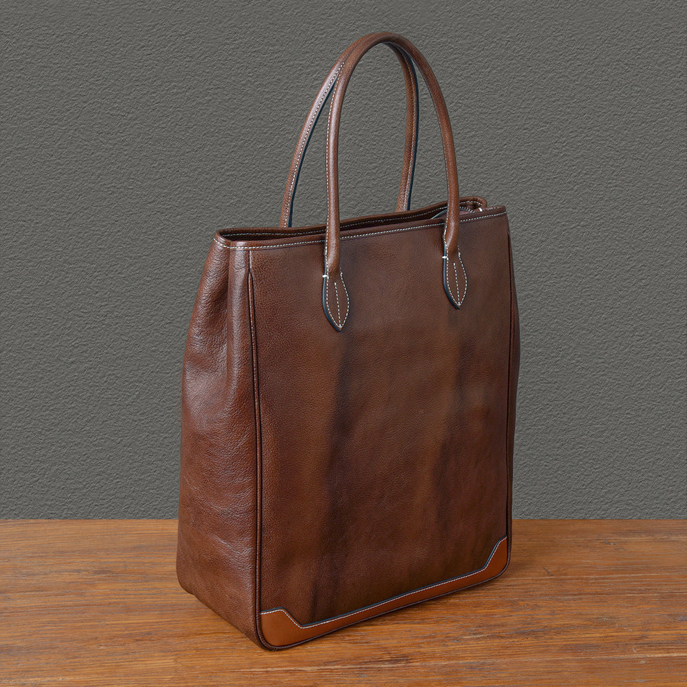 Cowhide Leather Large Vertical Tote Bag