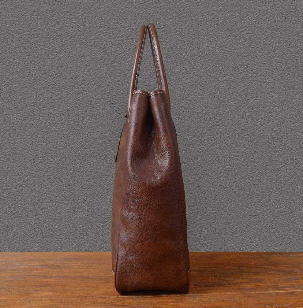 Cowhide Leather Large Vertical Tote Bag