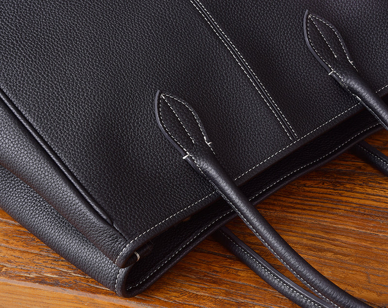 Cowhide Leather Large Vertical Tote Bag