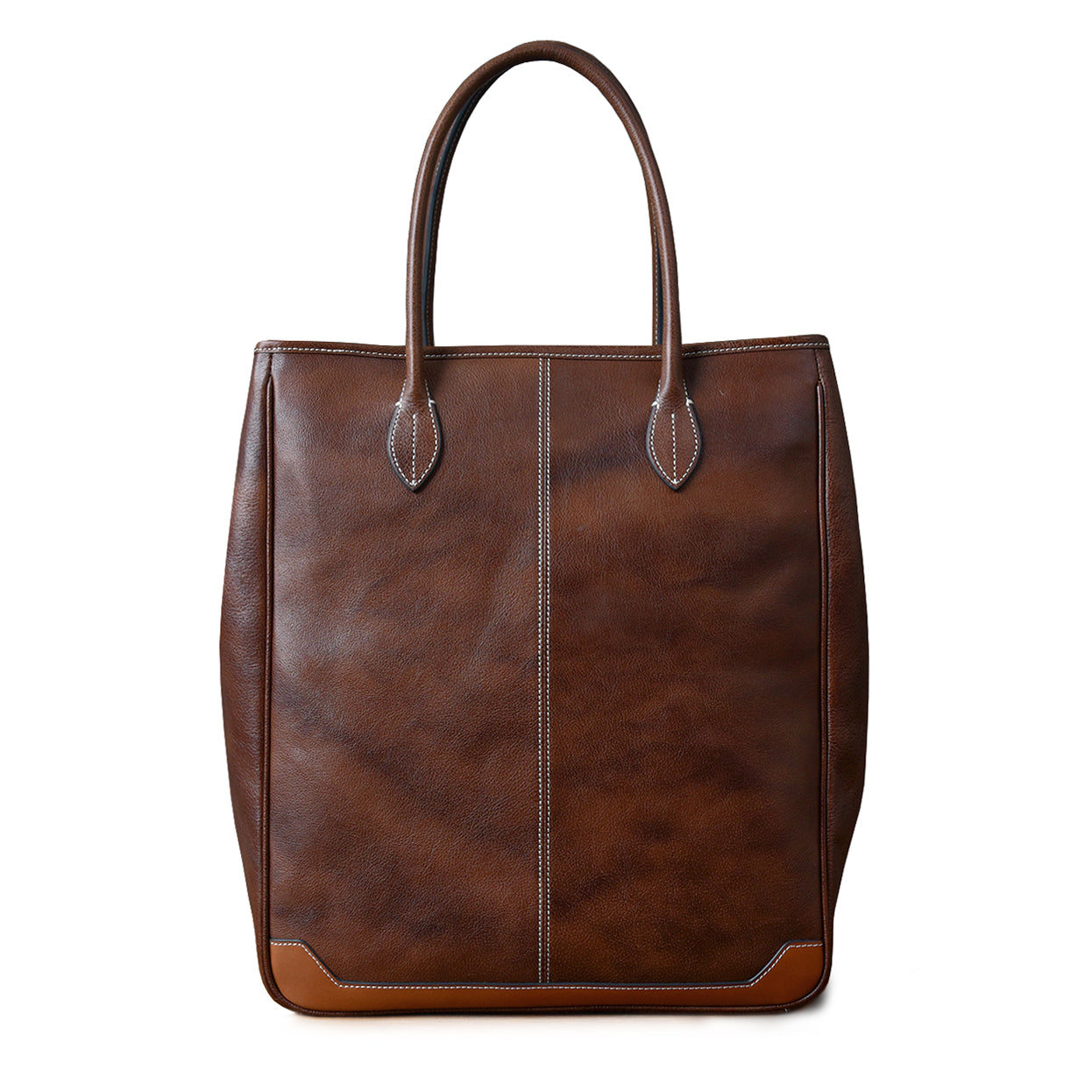 Cowhide Leather Large Vertical Tote Bag