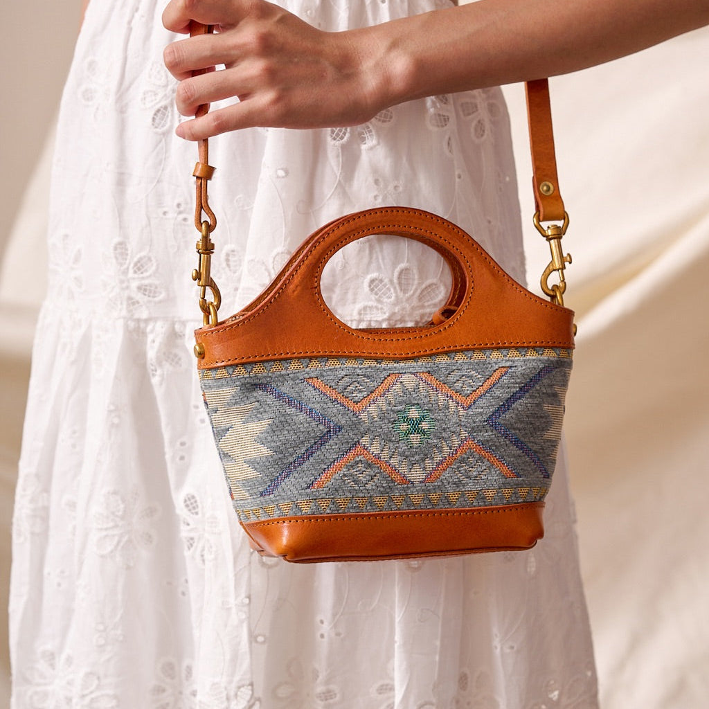 Rugged Leather & Wool Mini Tote