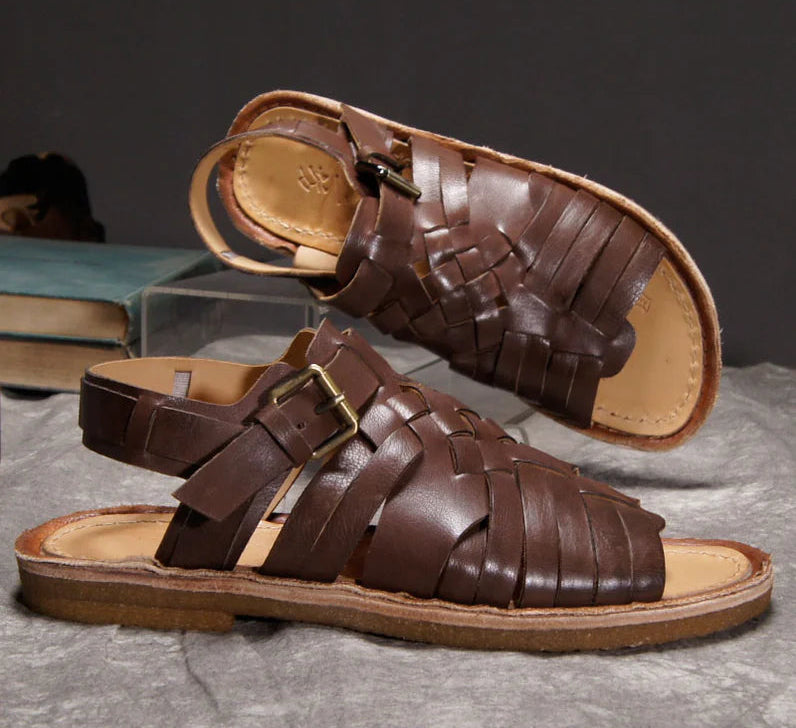 TerraWeave Leather Roman Sandals