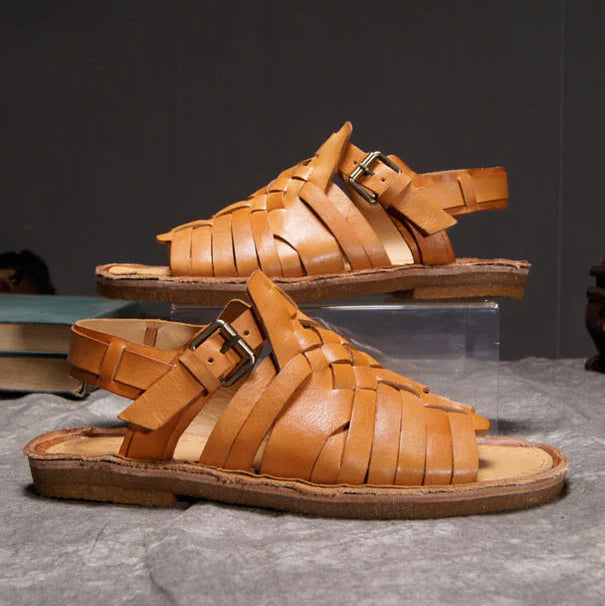 TerraWeave Leather Roman Sandals