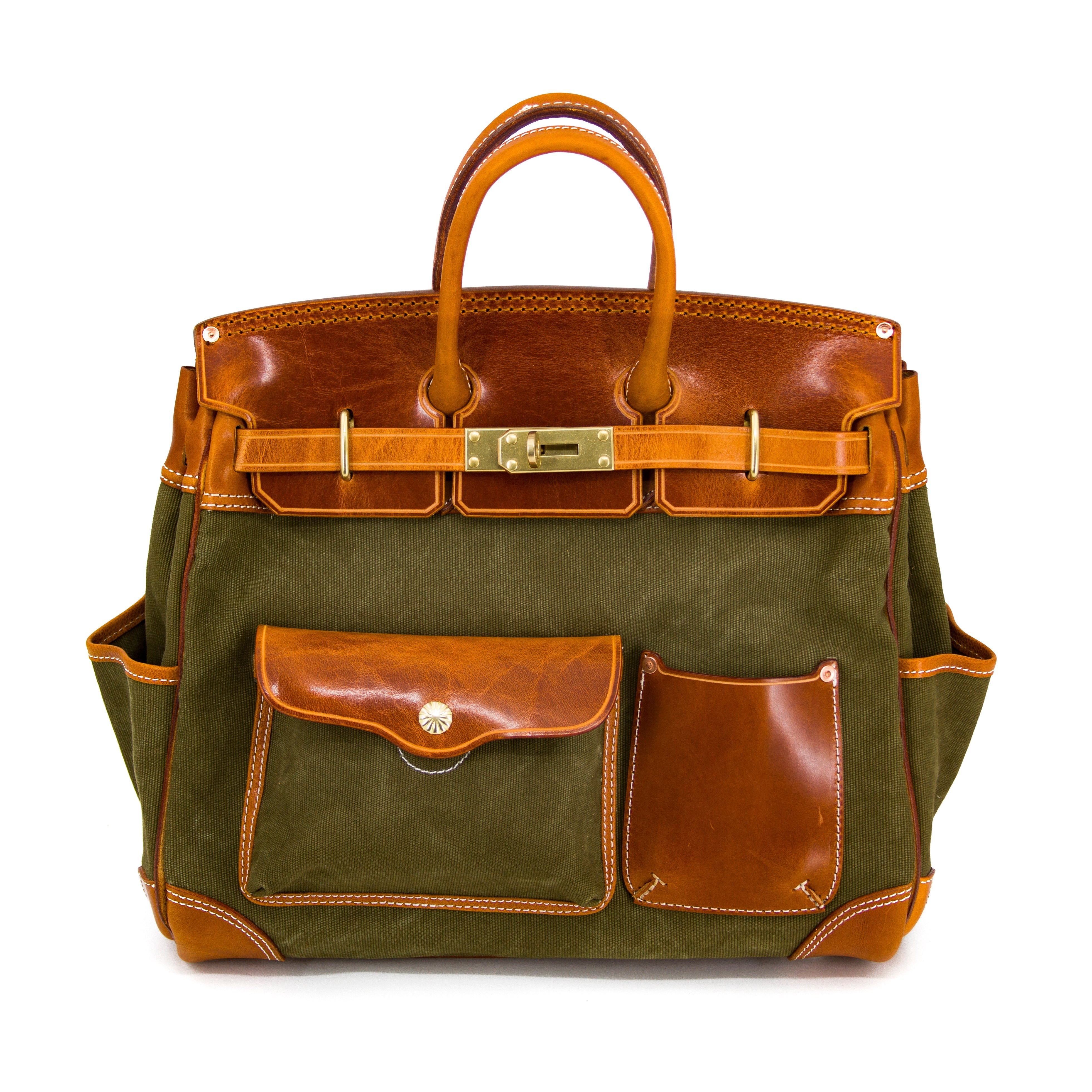 Handmade Full-Grain Leather & Canvas Travel Bag