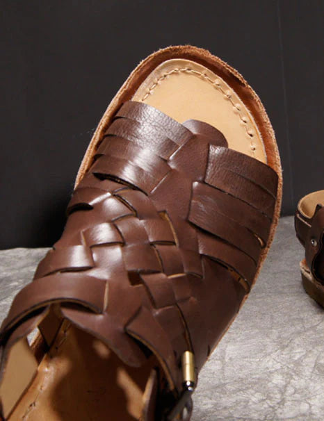 TerraWeave Leather Roman Sandals