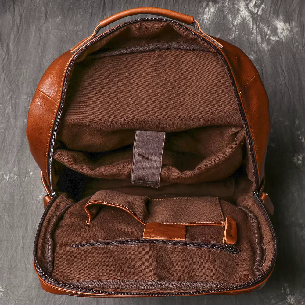 Full-Grain Leather Travel Laptop Backpack