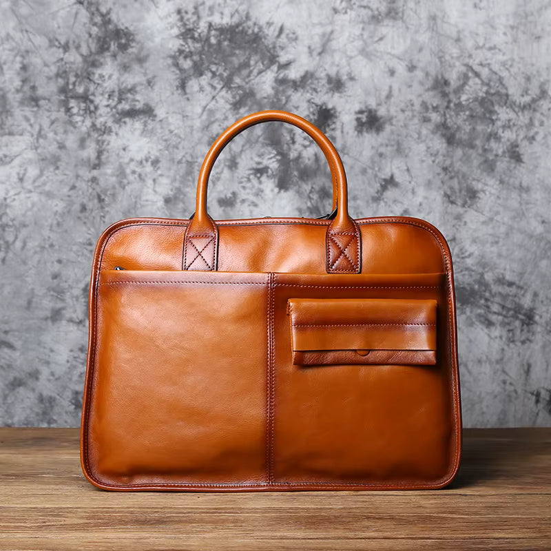Top Layer Cowhide Leather Briefcase