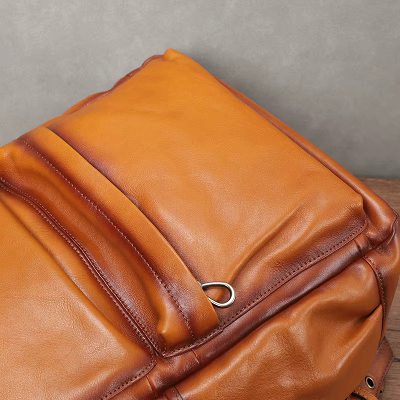 Vintage Full-Grain Leather Travel Backpack