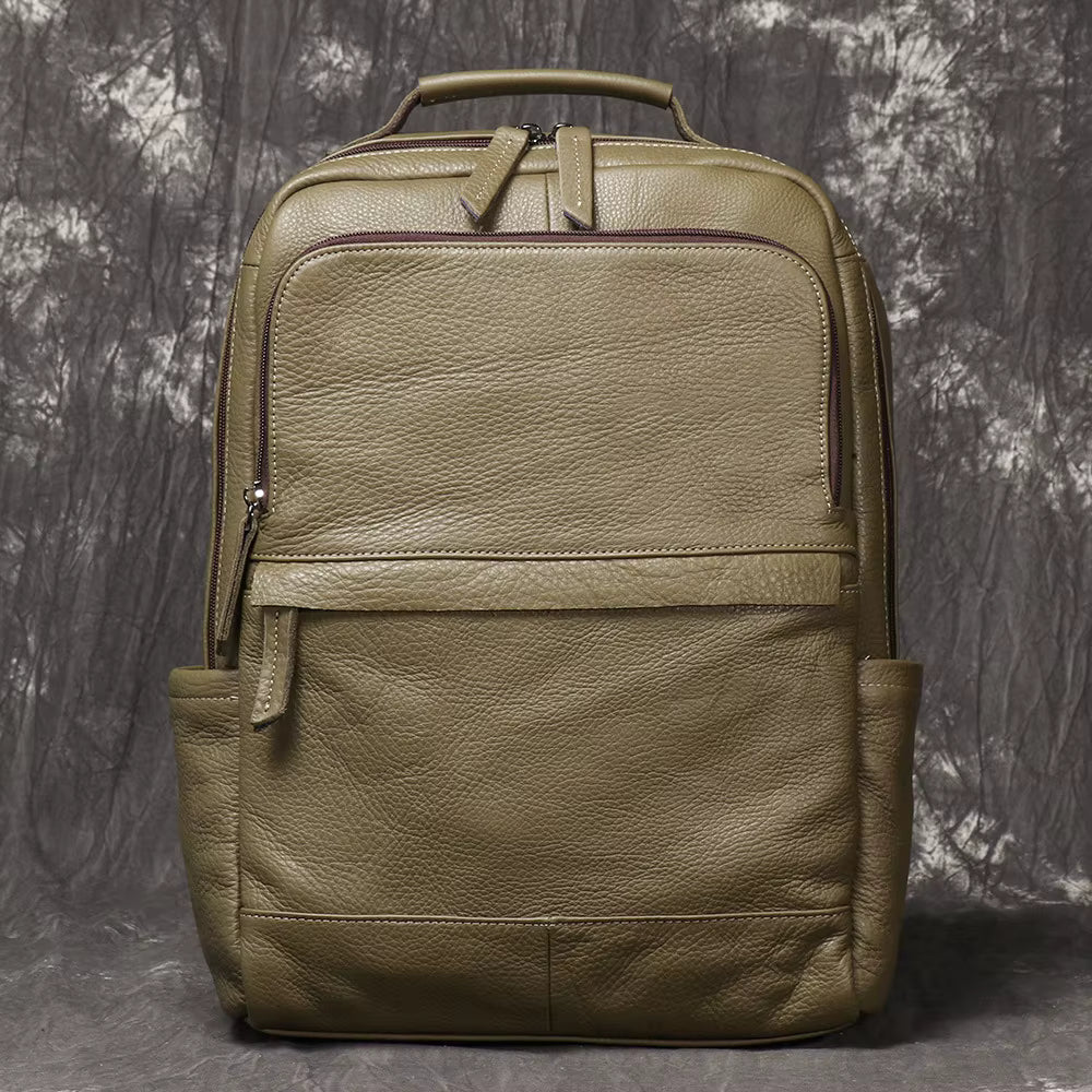 Full-Grain Leather Travel Laptop Backpack