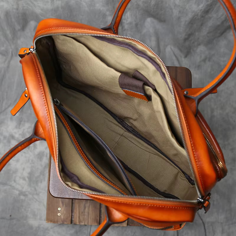 Executive Classic Cowhide Leather Laptop Briefcase