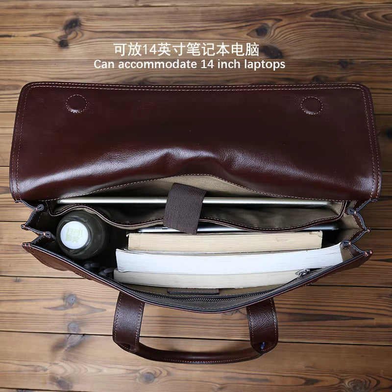 Natural Cowhide Leather Briefcase